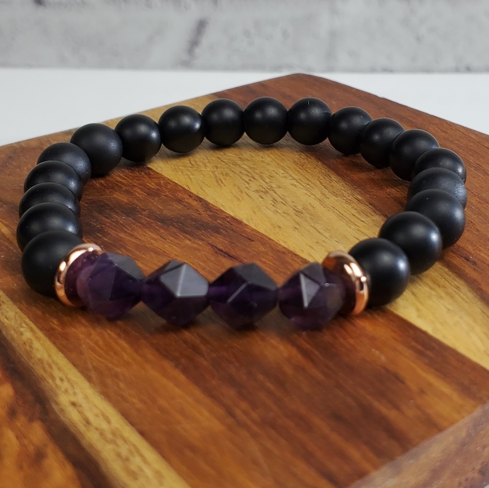 Amethyst & onyx bracelet